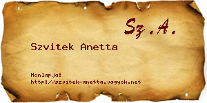 Szvitek Anetta névjegykártya